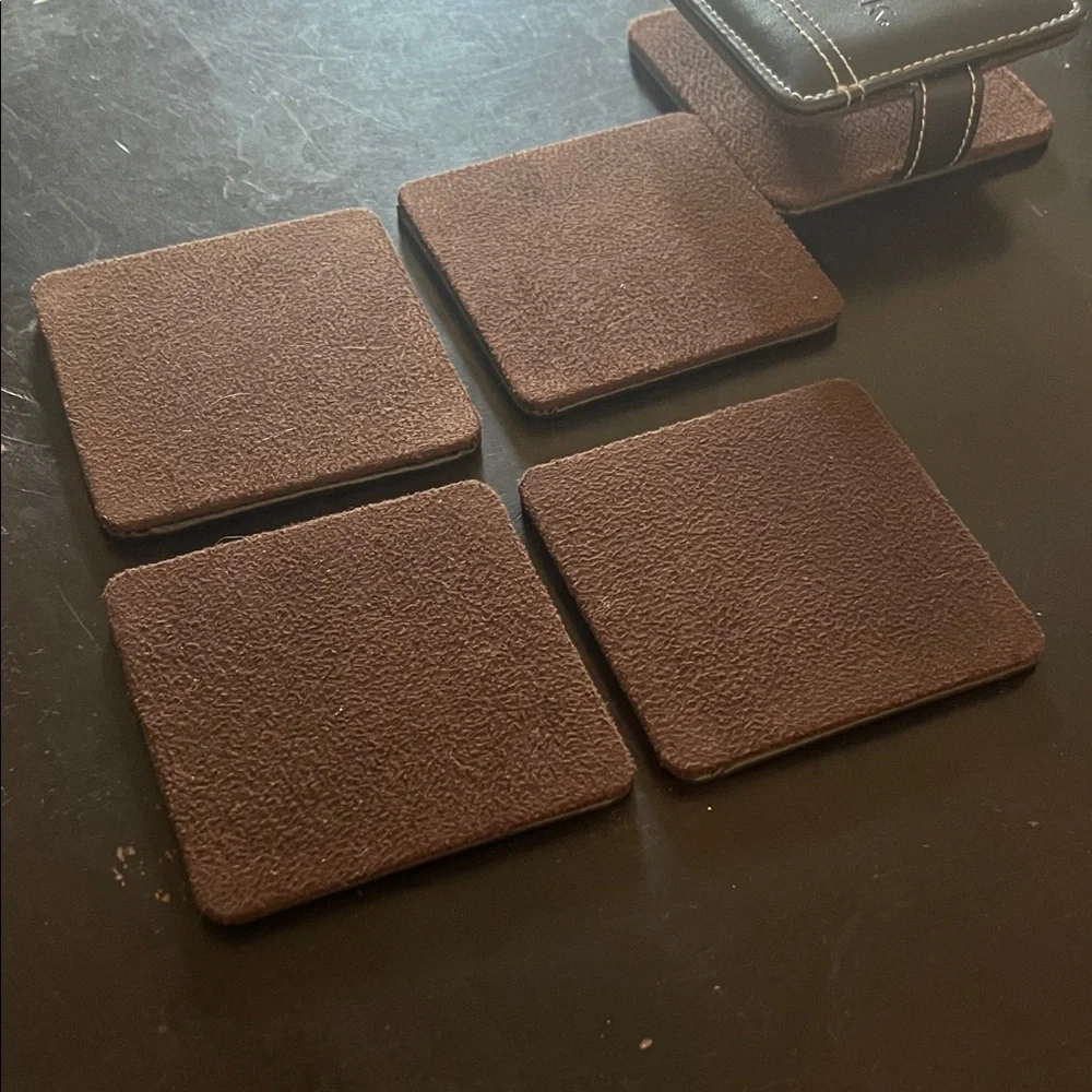 Brown Leather coaster set